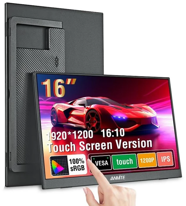 Alt view image 2 of 7 - 16" Portable Touch Monitor for Laptop Computer Gaming Display Metal Enclosure Mobile Display
