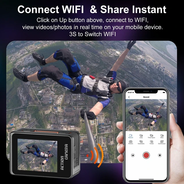 Alt view image 6 of 7 - 6K/30fps Action Camera Stunning Low-Light Imaging Dual Screen Touch with 9:16 Vertical,170°Wide FOV,30M Waterproof Underwater Camera for Snorkeling EIS Remote Control(32GB)