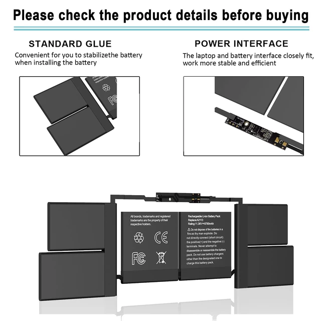 Alt view image 4 of 7 - A2141 A2113 Laptop Battery Replacement for MacBook Pro 16 Inch A2141 2020 2019 Year EMC 3347 fits MVVL2 MVVL2LL/A MVVM2 MVVM2LL/A MVVJ2 MVVK2 MVVK2LL/A 99.8Wh 8790mAh 11.36V