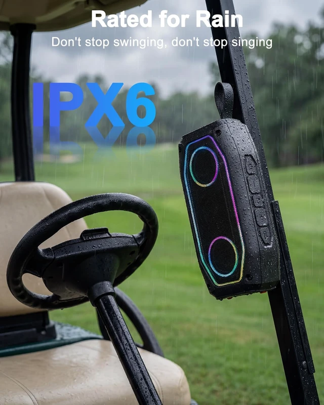 Alt view image 5 of 7 - Magnetic Golf Speaker, 30W Portable Bluetooth 6.0 Golf Cart Speaker, IPX6 Waterproof, 30H Playtime, TWS Stereo, RGB Light, Shockproof Outdoor Speaker for Golf, Camping & Gifts