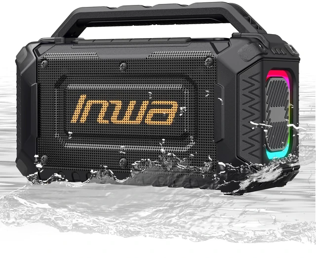 Main image of Portable Bluetooth Speakers for Jobsite - 60W Waterproof Loud Outdoor Speaker with Bass, Wireless Boombox w/Stereo Sound & RGB Lights, 12H Playtime, Durable for Work, Workshop, Garage, Camping