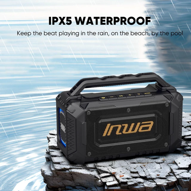 Alt view image 4 of 7 - Portable Bluetooth Speakers for Jobsite - 60W Waterproof Loud Outdoor Speaker with Bass, Wireless Boombox w/Stereo Sound & RGB Lights, 12H Playtime, Durable for Work, Workshop, Garage, Camping