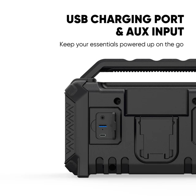 Alt view image 7 of 7 - Portable Bluetooth Speakers for Jobsite - 60W Waterproof Loud Outdoor Speaker with Bass, Wireless Boombox w/Stereo Sound & RGB Lights, 12H Playtime, Durable for Work, Workshop, Garage, Camping