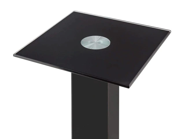 Alt view image 2 of 4 - Elements Speaker Stand - 18 Inch (Pair) with Cable Management, Strong Tempered Glass Base with Floor Spikes, 139496, Black