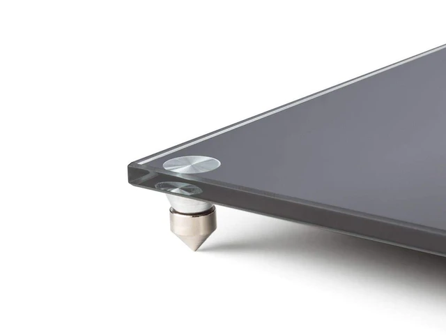 Alt view image 3 of 4 - Elements Speaker Stand - 18 Inch (Pair) with Cable Management, Strong Tempered Glass Base with Floor Spikes, 139496, Black