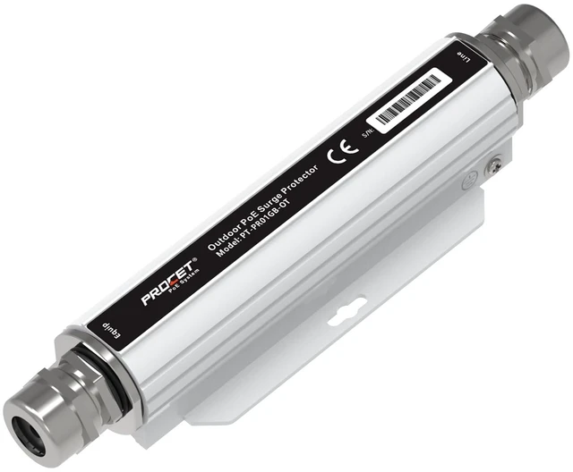 Main image of Ethernet Surge Protector Gigabit Outdoor 20KV Industrial Lightning Arrestor for -40°F to 149°F, IP67 rated, 100W PoE++ RJ45, Gas Discharge TubeGDT, PT-PR01GB-OT