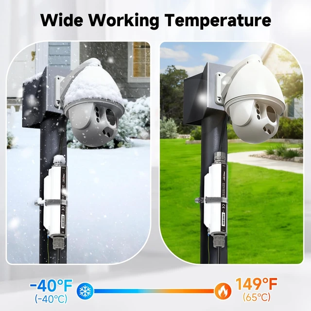 Alt view image 5 of 7 - Ethernet Surge Protector Gigabit Outdoor 20KV Industrial Lightning Arrestor for -40°F to 149°F, IP67 rated, 60Wmax PoE++ RJ45, Gas Discharge TubeGDT, PT-PR01G-OT