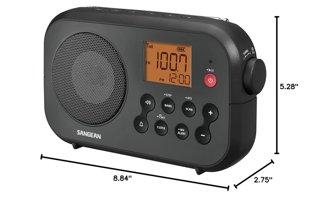 Alt view image 4 of 4 - PR-D12 AM/FM NOAA Weather Alert Digital Tuning Portable Radio, Black
