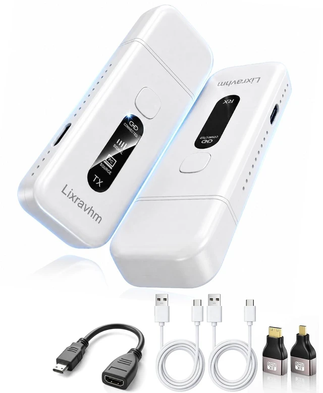 Main image of Wireless HDMI Transmitter and Receiver, Plug and Play (Premium Full Set) 328FT/100M, 4K Decoding, 1080P@60Hz Output, LED Lights, 5.8G+2.4G DualBand for Streaming Video & Audio from PC to Monitor