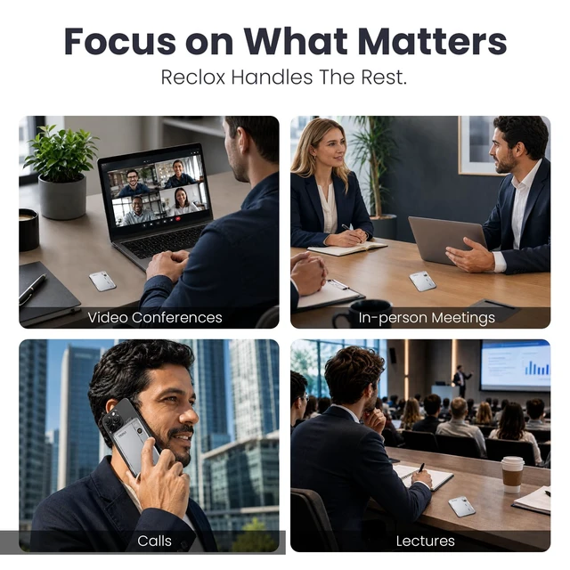 Alt view image 2 of 7 - AI Meeting Recorder with Transcription Summaries,64GB Audio Recorder AI Noise Cancellation, Real-Time Analysis,154 Languages, Digital Voice Recorder for Meetings, Lectures, Interviews, Calls