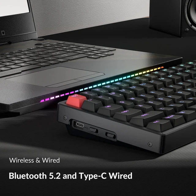 Alt view image 3 of 7 - K4 96% Layout QMK Wireless and Wired Mechanical Keyboard Super Brown Switch, RGB Backlight Aluminum Frame with Shine-Through Double-Shot PBT Keycaps for Mac Windows-Version 3