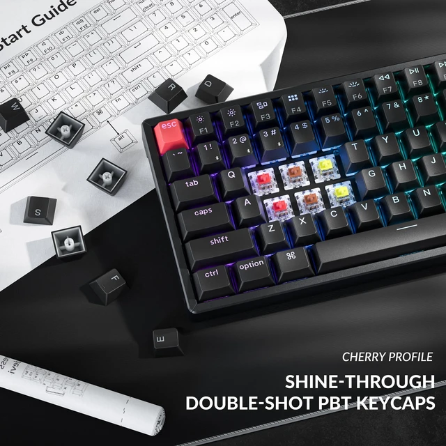 Alt view image 6 of 7 - K4 96% Layout QMK Wireless and Wired Mechanical Keyboard Super Brown Switch, RGB Backlight Aluminum Frame with Shine-Through Double-Shot PBT Keycaps for Mac Windows-Version 3