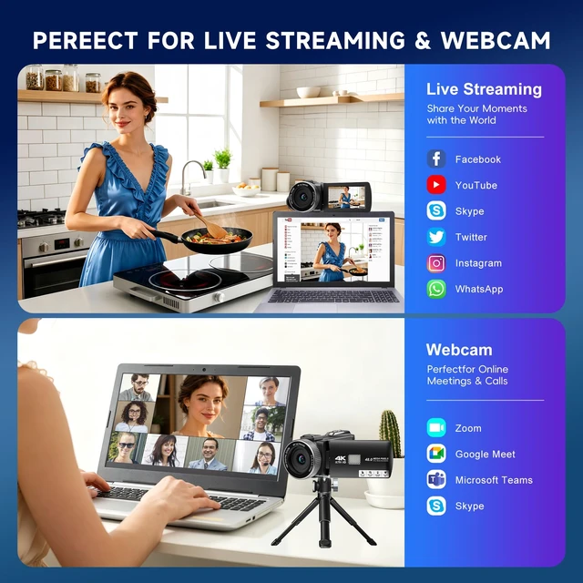Alt view image 3 of 7 - Video Camera Camcorder HD 2.7K 48MP Vlogging Camera for YouTube HD2.7K 36MP Camcorder with 32GB SD Card