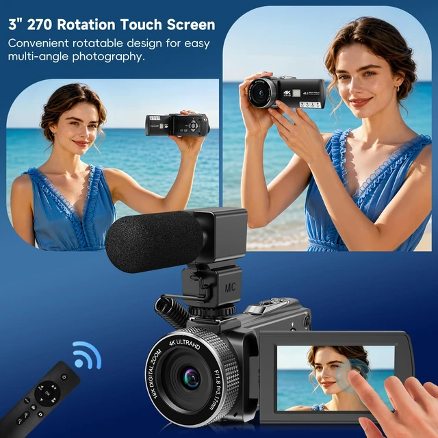 Alt view image 4 of 7 - Video Camera Camcorder HD 2.7K 48MP Vlogging Camera for YouTube HD2.7K 36MP Camcorder with 32GB SD Card