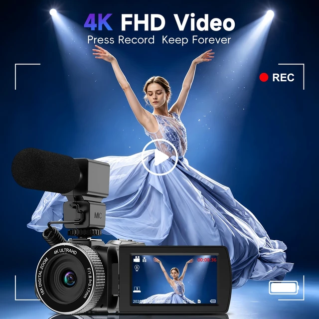 Alt view image 5 of 7 - Video Camera Camcorder HD 2.7K 48MP Vlogging Camera for YouTube HD2.7K 36MP Camcorder with 32GB SD Card