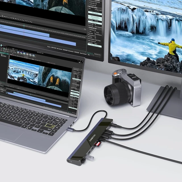 Alt view image 7 of 7 - USB C Laptop Docking Station with 100W Power Adapter, 12-in-1 85W PD Dock, Dual 4K HDMI Display Thunderbolt 3/4 Dock for Dell, HP, Lenovo, Asus,Surface, etc, USB 3.0 Ethernet, 2HDMI, SD/TF