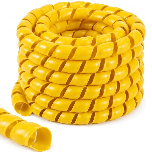 Main image of 1" Od X 100' L Spiral Hose Protector, Yellow Hydraulic Hose Wrap, Heavy Duty Spiral Cable Wrap Protector Flexible Plastic Cable Sleeve for Pneumatic Hoses