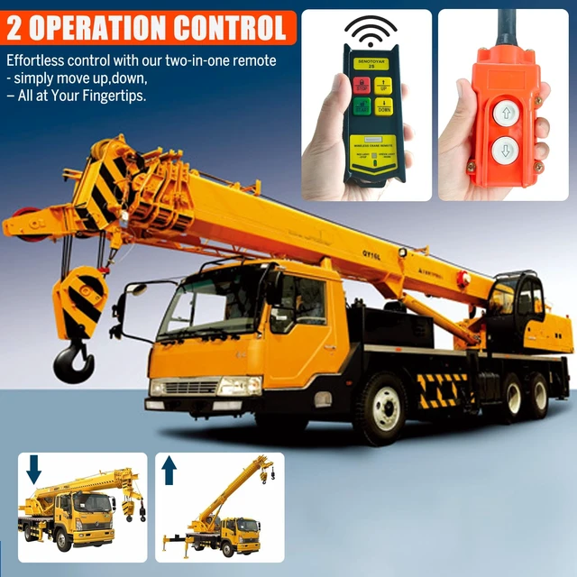 Alt view image 2 of 7 - 2 in 1 Crane Remote,Wireless Crane Remote Control 12V Dump Trailer Wireless Remote Accessories Wire Winch Controller Up-Down Switch Control Station