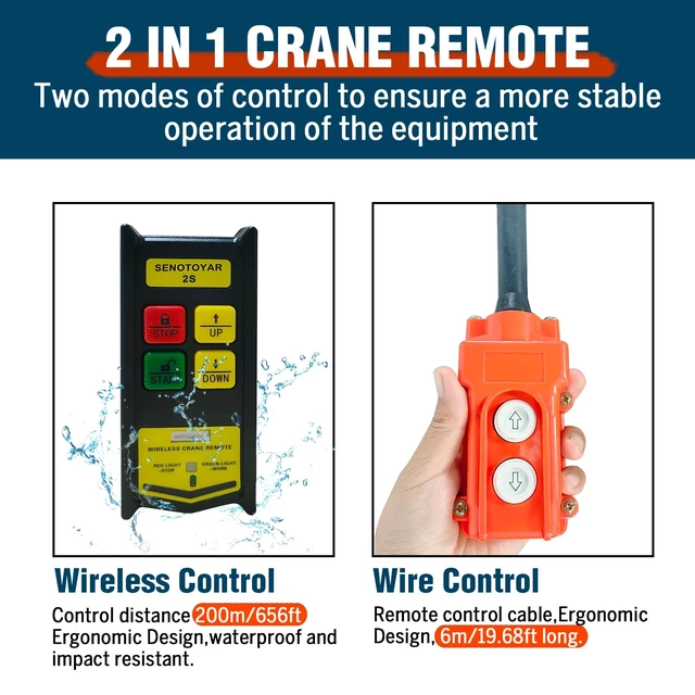 Alt view image 5 of 7 - 2 in 1 Crane Remote,Wireless Crane Remote Control 12V Dump Trailer Wireless Remote Accessories Wire Winch Controller Up-Down Switch Control Station