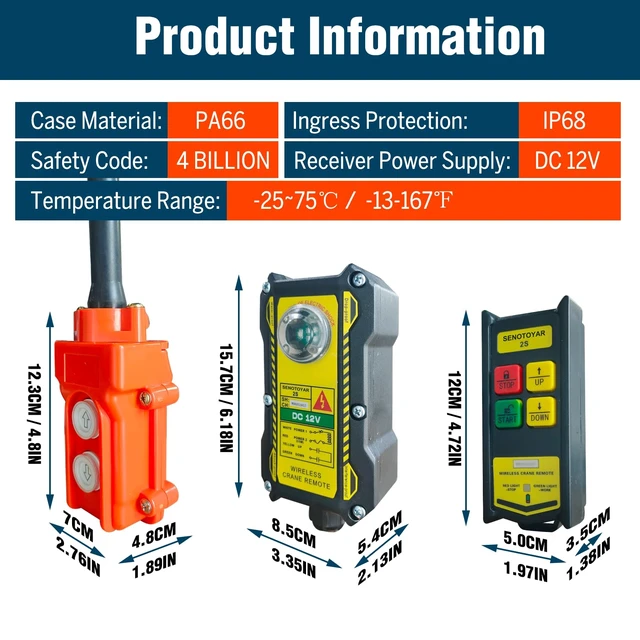Alt view image 7 of 7 - 2 in 1 Crane Remote,Wireless Crane Remote Control 12V Dump Trailer Wireless Remote Accessories Wire Winch Controller Up-Down Switch Control Station