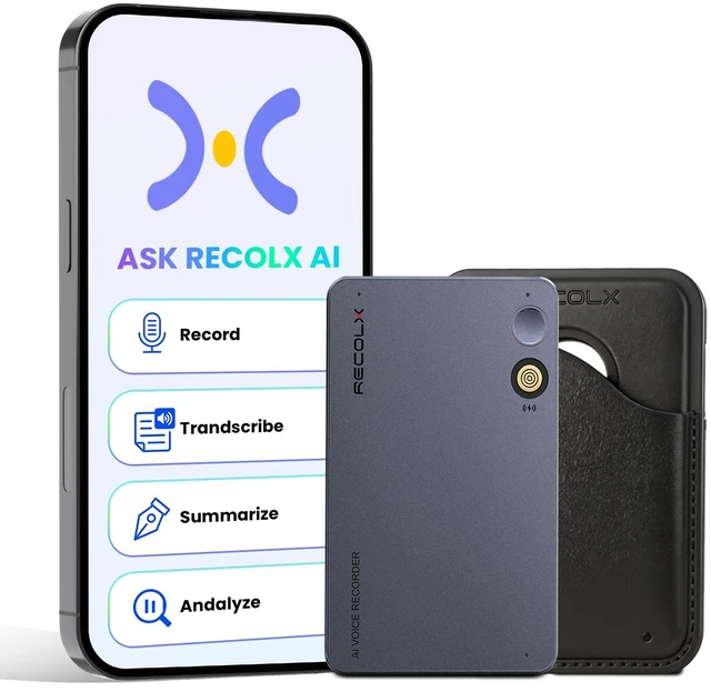 Main image of AI Meeting Voice Recorder, AI Taking Device and Meeting Recorder 64GB Audio Recorder with AI Noise Cancellation,154 Languages, Audio Recording Device for Interviews, Class Notes and Work