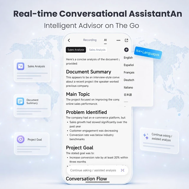 Alt view image 4 of 7 - AI Meeting Voice Recorder, AI Taking Device and Meeting Recorder 64GB Audio Recorder with AI Noise Cancellation,154 Languages, Audio Recording Device for Interviews, Class Notes and Work