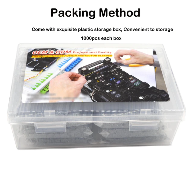 Alt view image 3 of 6 - Preshrunk Fiber Optic Fusion Splice Protection Sleeve Clear 1000pcs with Storage Box (OD2.4mm x 60mm(L))