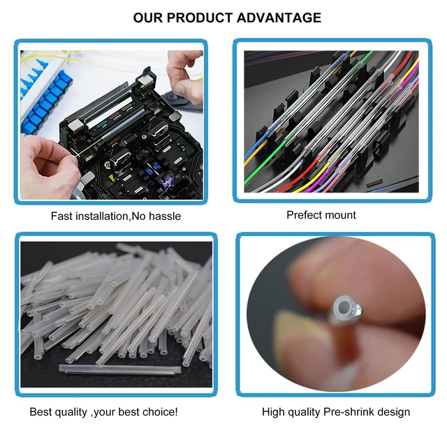 Alt view image 4 of 6 - Preshrunk Fiber Optic Fusion Splice Protection Sleeve Clear 1000pcs with Storage Box (OD2.4mm x 60mm(L))