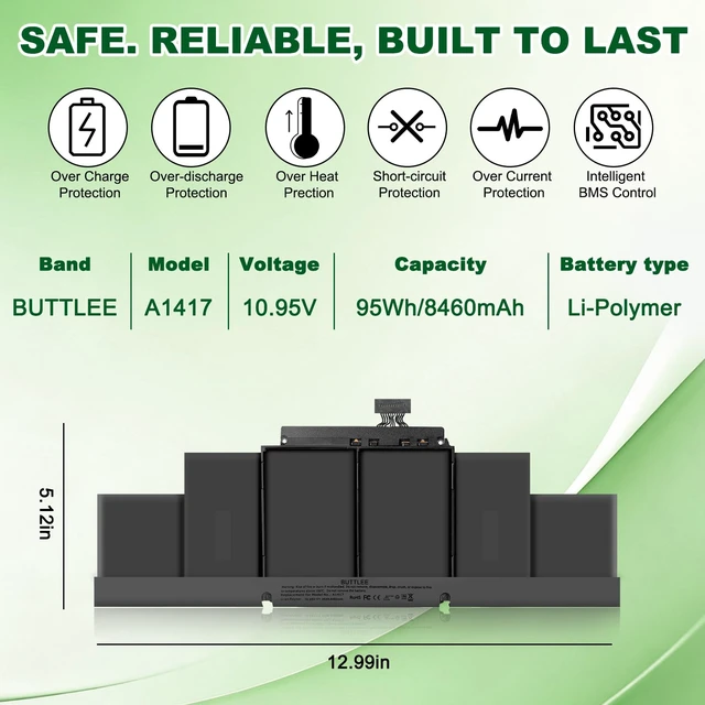 Alt view image 4 of 7 - A1417 Battery Replacement for MacBook Pro A1398 (Mid 2012,Early 2013) Retina 15-inch