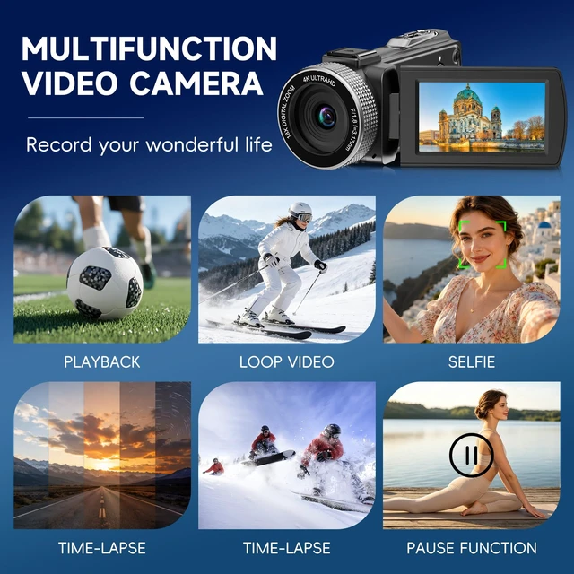 Alt view image 7 of 7 - Video Camera Camcorder HD 2.7K 48MP Vlogging Camera for YouTube HD2.7K 36MP Camcorder with 32GB SD Card