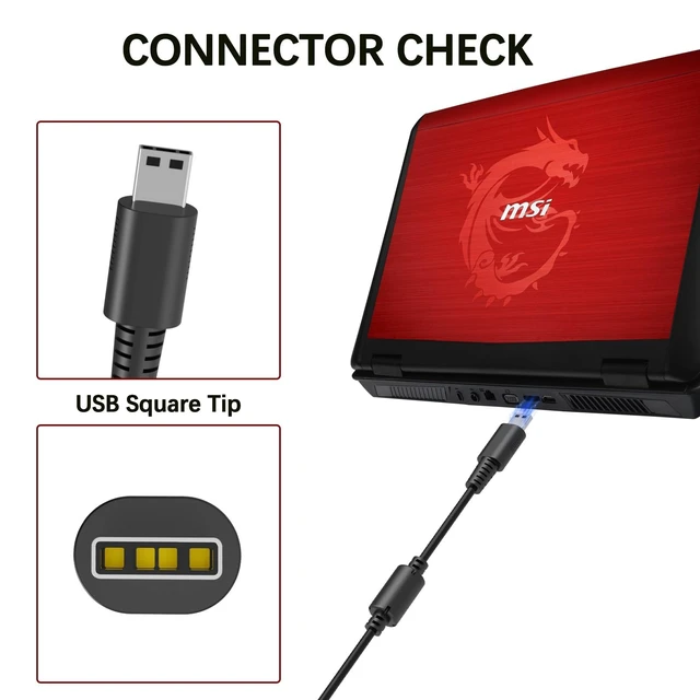 Alt view image 2 of 7 - 330W USB Tip AC Charger for MSI Raider GE68HX GE78 GE76 GE67 GE66 WE76 GE67HX Vector GP76 GP66 GP66HX Leopard Titan GT77 Laptop Power Supply Adapter Cord