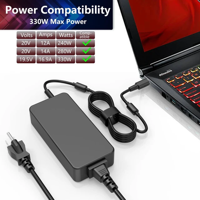 Alt view image 6 of 7 - 330W USB Tip AC Charger for MSI Raider GE68HX GE78 GE76 GE67 GE66 WE76 GE67HX Vector GP76 GP66 GP66HX Leopard Titan GT77 Laptop Power Supply Adapter Cord