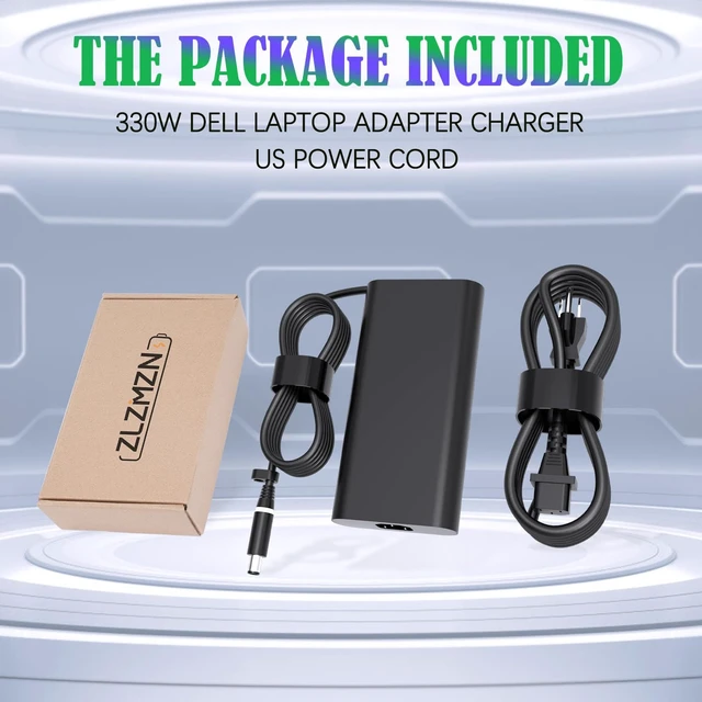 Alt view image 7 of 7 - 330W 19.5V 16.92A GaN AC Charger for Dell G16 7630 7620 G15 Alienwar X51 X17 R1 R2 M17 R3 R4 M18x R1 R2 R3 Area-51m R1 R2 ADP-330AB D DA330PM111 DA330PM190 LA330PM190 Laptop Power Supply Cord