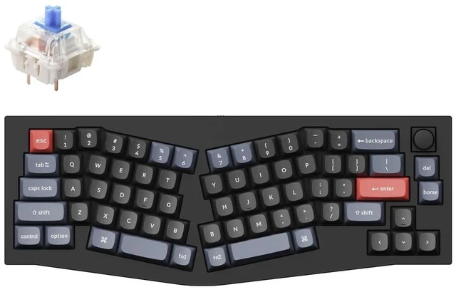 Main image of Q8 Wired Custom Mechanical Keyboard with Knob, 65% Alice Layout QMK/VIA Programmable, Hot-swappable Gateron G Pro Blue Switch, Double Gasket Compatible with Mac Windows Linux (Black)