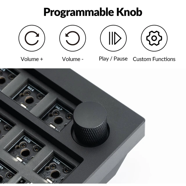 Alt view image 7 of 7 - Q8 Wired Custom Mechanical Keyboard with Knob, 65% Alice Layout QMK/VIA Programmable, Hot-swappable Gateron G Pro Blue Switch, Double Gasket Compatible with Mac Windows Linux (Black)