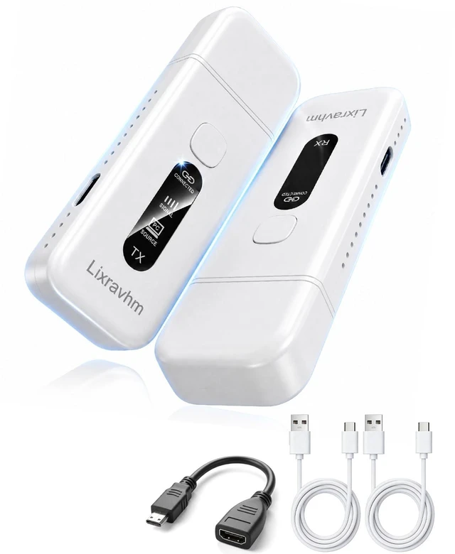 Main image of Wireless HDMI Transmitter and Receiver, Plug and Play (Base Set) 328FT/100M, 4K Decoding, 1080P@60Hz Output, LED Lights, 5.8G+2.4G DualBand for Streaming Video & Audio from PC to Monitor