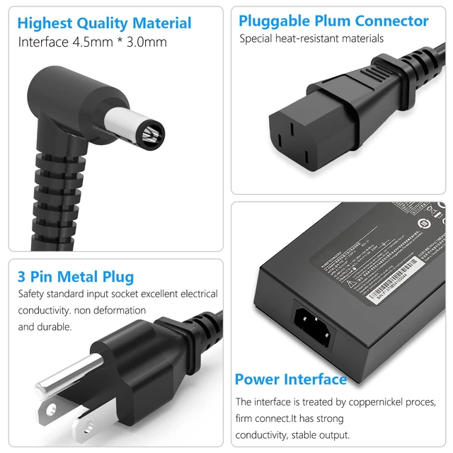 Alt view image 7 of 7 - 240W AC Adapter Compatible with Chicony A20-240P2A MSI Katana 15 17 HX B13V B13VGK B13VFK B13VEK B12V B12VGK B12VEK B12VFK B14W B14WGK /MSI GF66 GF76 /Pulse 15 17 B13V Gaming Laptop Charger 4.5*3.0 mm