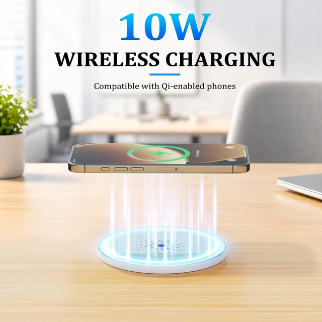 Alt view image 4 of 7 - 65W USB-C Pop Up Outlet with 10W Wireless Charging, 4-Inch Cutout 9-in-1 Charging Hub, overload protection, 2 USB-C and 2 USB-A ports, 4 AC outlets, 10W wireless Charging, 6 ft 14AWG cord