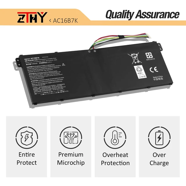 Alt view image 5 of 7 - AC16B7K AC16B8K Laptop Battery Replacement for Acer Aspire V5-572 V5-573 Chromebook 15 CB515-1H CB515-1HT CB515-1H-C019 CB515-1H-C1VS CB515-1H-C3MD CB515-1HT-P6W6 CB515-1HT-P5K9 CB515-1HT-P73H 48Wh