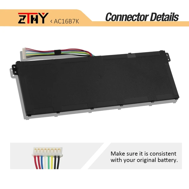 Alt view image 4 of 7 - AC16B7K AC16B8K Laptop Battery Replacement for Acer Aspire V5-572 V5-573 Chromebook 15 CB515-1H CB515-1HT CB515-1H-C019 CB515-1H-C1VS CB515-1H-C3MD CB515-1HT-P6W6 CB515-1HT-P5K9 CB515-1HT-P73H 48Wh