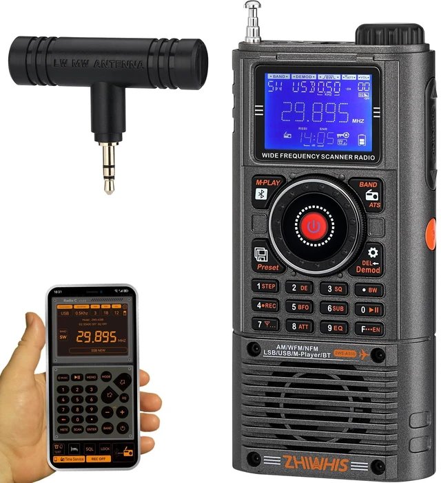 Main image of A330 SSB Shortwave Radio Receiver, Portable Wide Frequency Scanner Full-Band FM/MW/SW/AIR/CB/WB/VHF/UHF HAM, Antenna Port, Alert, Bluetooth&TF Card, APP Control, 1400Presets, RecordingZWS-A330