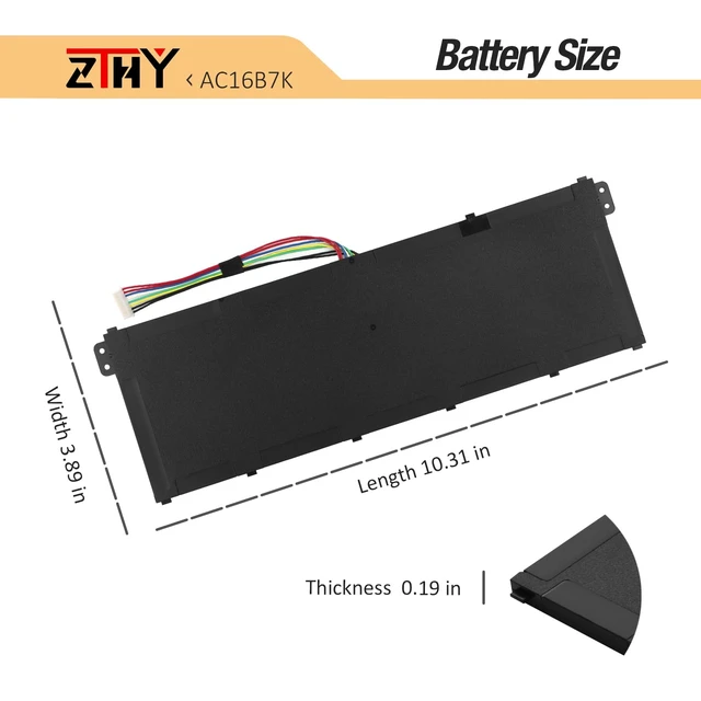 Alt view image 7 of 7 - AC16B7K AC16B8K Laptop Battery Replacement for Acer Aspire V5-572 V5-573 Chromebook 15 CB515-1H CB515-1HT CB515-1H-C019 CB515-1H-C1VS CB515-1H-C3MD CB515-1HT-P6W6 CB515-1HT-P5K9 CB515-1HT-P73H 48Wh