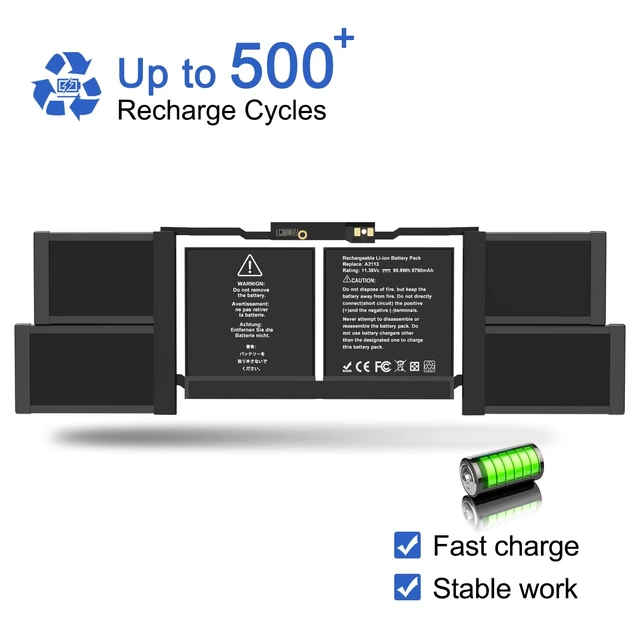 Alt view image 5 of 6 - A2113 A2141 Battery Compatible with MacBook Pro 16 A2141 2019 2020 11.36V 99.8Wh 8790mAh EMC 3347 MVVJ2xx/A,MVVK2xx/A,MVVL2xx/A,MVVM2xx/A