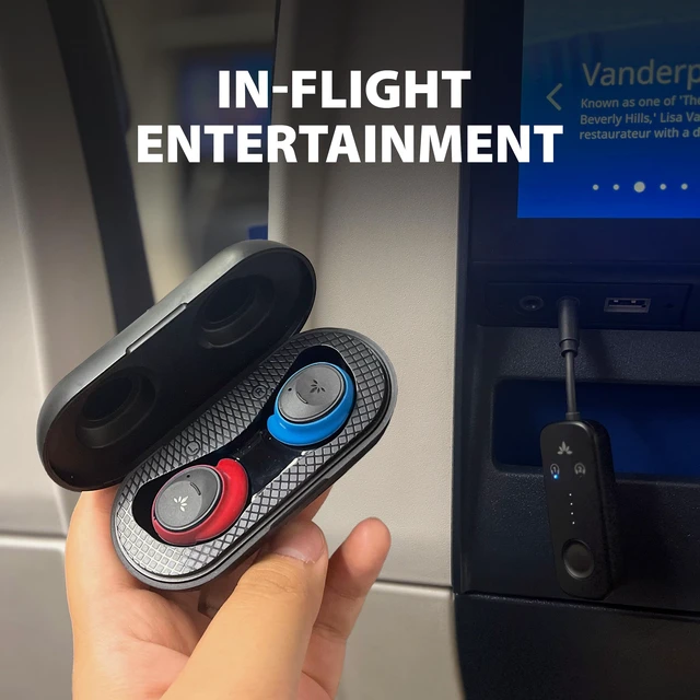 Alt view image 2 of 6 - Sky Ace - Wireless Earbuds with Airplane Adapter Plug-and-play travel earbuds with flight adapter, noise cancellation, and