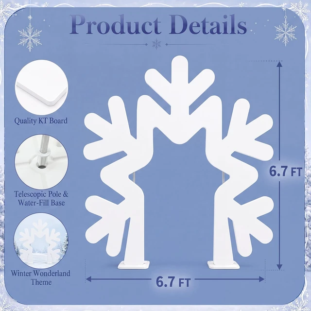Alt view image 2 of 6 - Snowflake Archway Decoration 6.7 ft Christmas Winter Ourdoor Decor 3D Snowflake Arch Party Decoration, Winter Wonderland Photo Prop Stand-up, Xmas Snow Princess Birthday Party Decorations