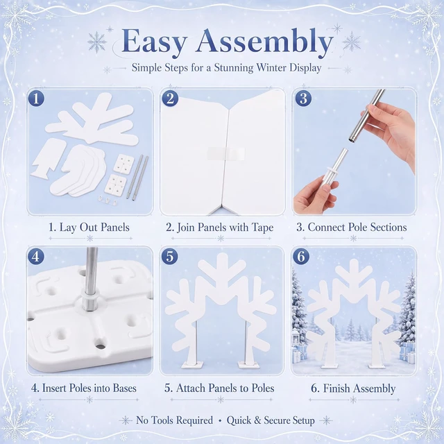 Alt view image 3 of 6 - Snowflake Archway Decoration 6.7 ft Christmas Winter Ourdoor Decor 3D Snowflake Arch Party Decoration, Winter Wonderland Photo Prop Stand-up, Xmas Snow Princess Birthday Party Decorations