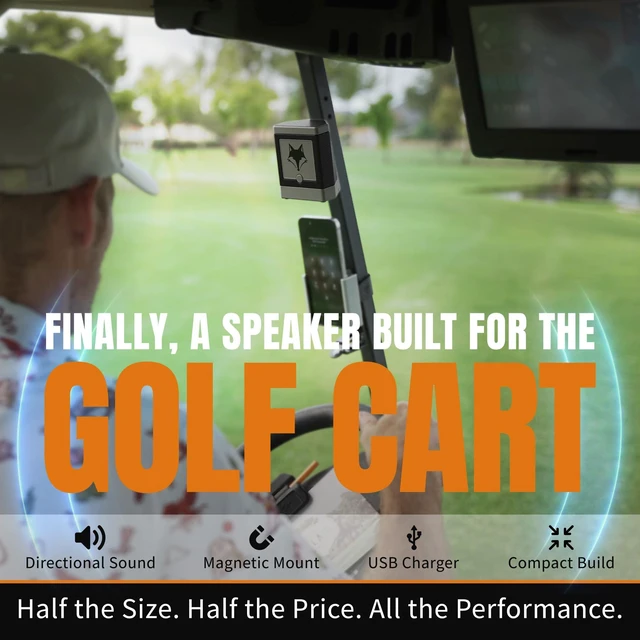 Alt view image 2 of 7 - DJ-10 Golf Cart Bluetooth Speaker Wireless Magnetic Golf Speaker with Secure Mount Loud, Weatherproof Sound with Retro Volume Knob & Built-in Charging (Gray)