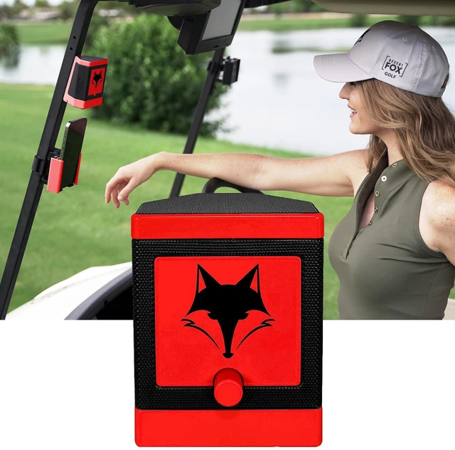 Main image of DJ-10 Golf Cart Bluetooth Speaker Wireless Magnetic Golf Speaker with Secure Mount Loud, Weatherproof Sound with Retro Volume Knob & Built-in Charging (Red)
