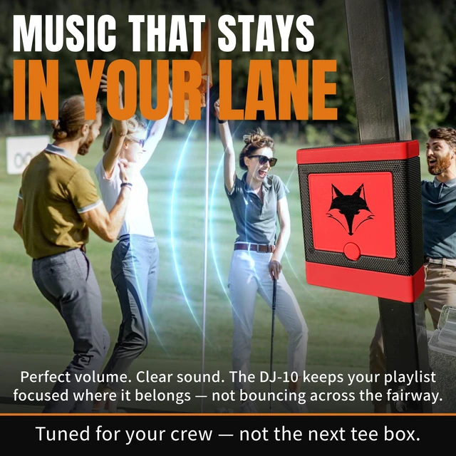 Alt view image 3 of 7 - DJ-10 Golf Cart Bluetooth Speaker Wireless Magnetic Golf Speaker with Secure Mount Loud, Weatherproof Sound with Retro Volume Knob & Built-in Charging (Red)