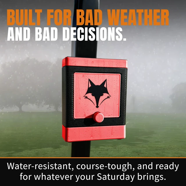 Alt view image 6 of 7 - DJ-10 Golf Cart Bluetooth Speaker Wireless Magnetic Golf Speaker with Secure Mount Loud, Weatherproof Sound with Retro Volume Knob & Built-in Charging (Red)